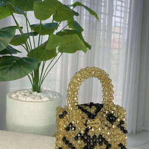 Lamaritta X Zumurud - Gold Leopard Crystal Handbag